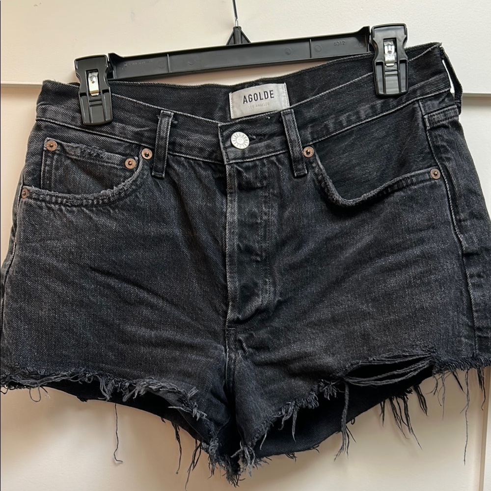 Agolde Black Jean Shorts Parker Distressed Cut-Offs sz26